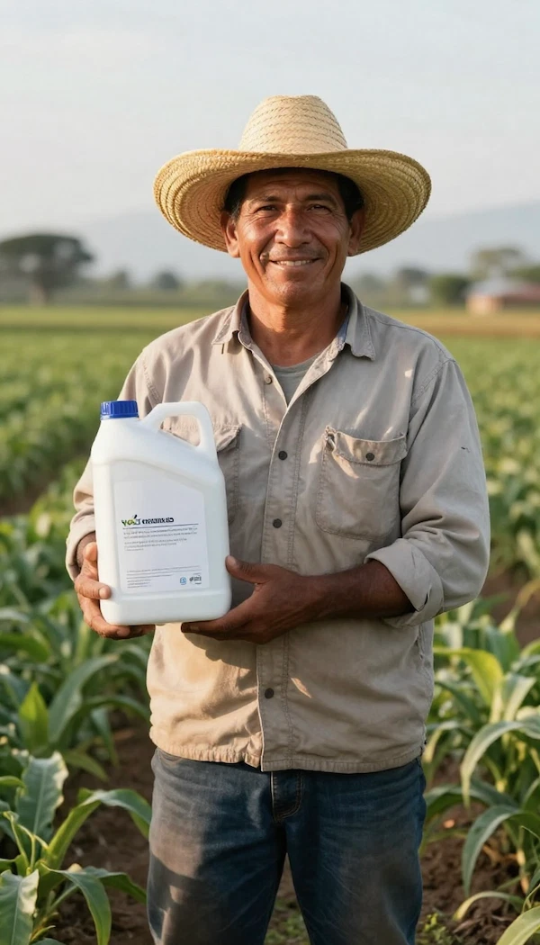 Agricultor con sus insumos